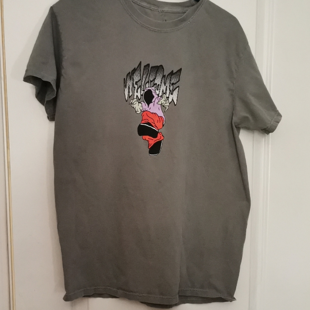 Welcome Skateboard Stomper Casual Gray Graphic Tee